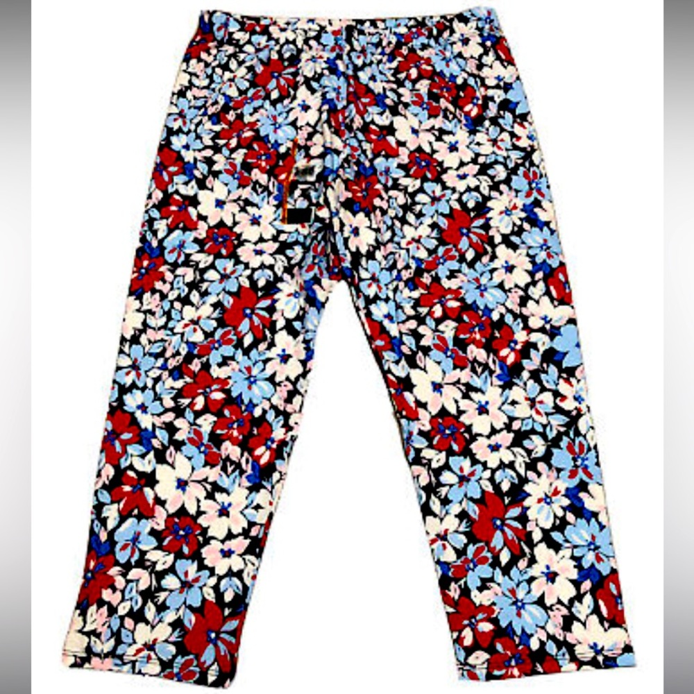 NOBO Red White Blue Floral Leggings Size L 11-13
